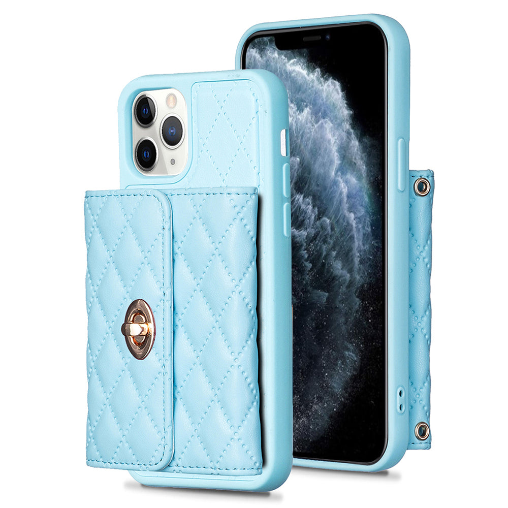 BF21 Phone Case for iPhone 11 Pro 5.8 inch PU Leather TPU Kickstand Card Holder Cover with Shoulder Strap BF21 Phone Case for iPhone 11 Pro 5.8 inch PU Leather TPU Kickstand Card Holder Cover with Shoulder Strap